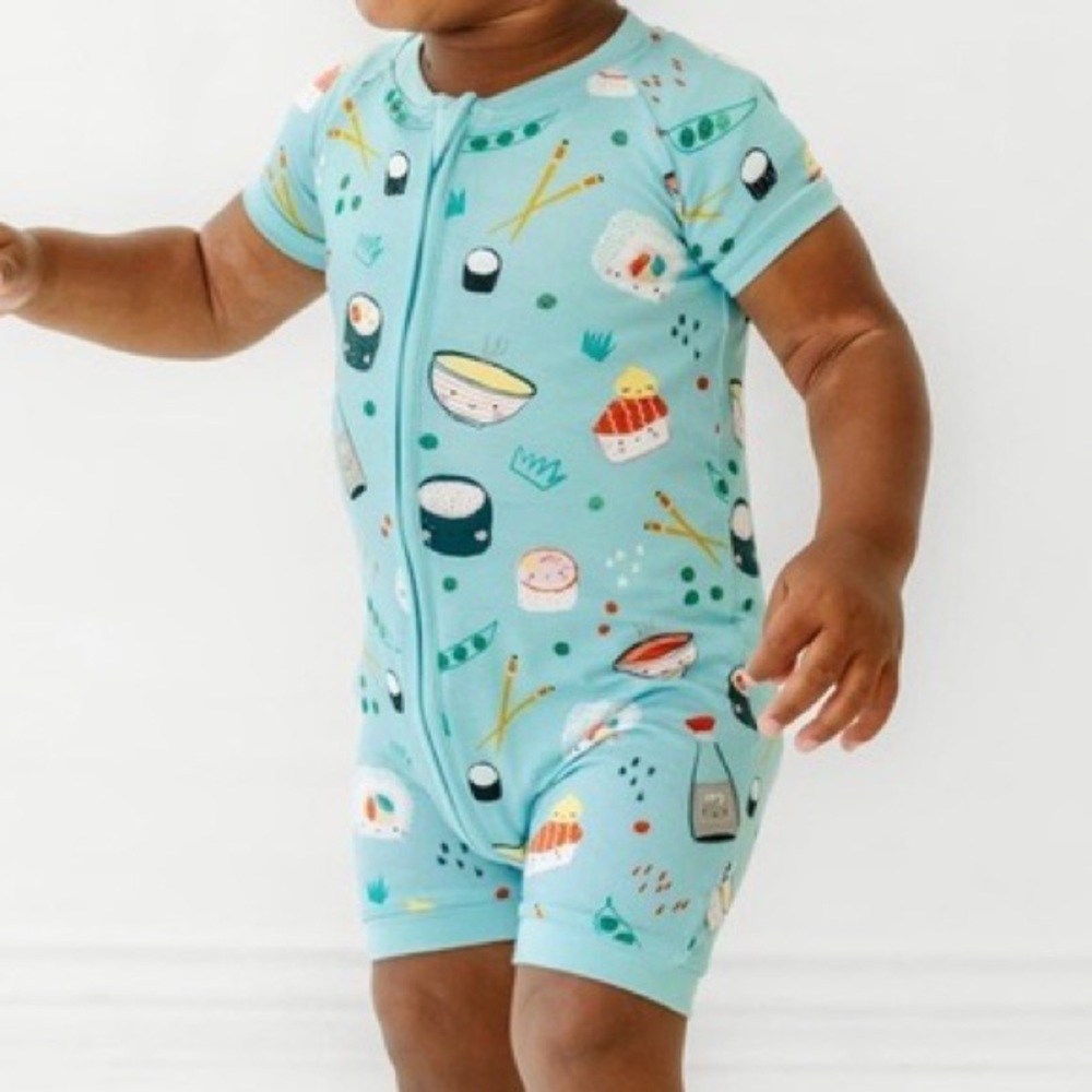 Little Sleepies Shortie Sushi Romper 0-3 NWT
